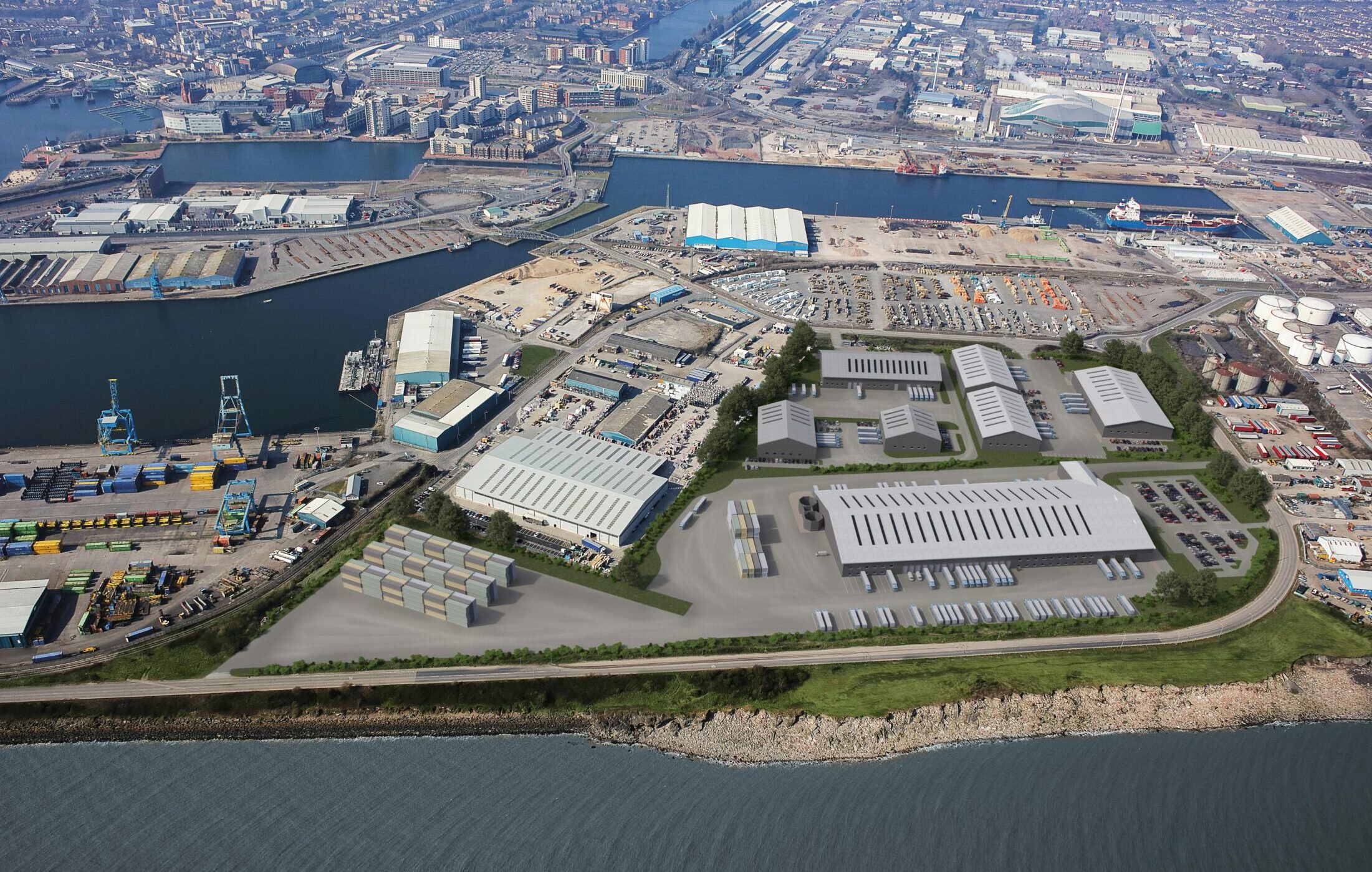 Aerial view of Port of Hull Eastern End