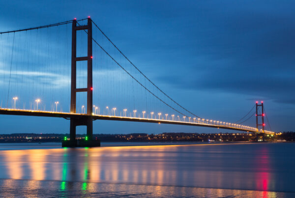 The Humber Bridge at night